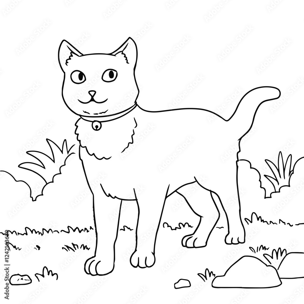 Cute Cat Animal Coloring Page Cute Cat Animal Coloring Page