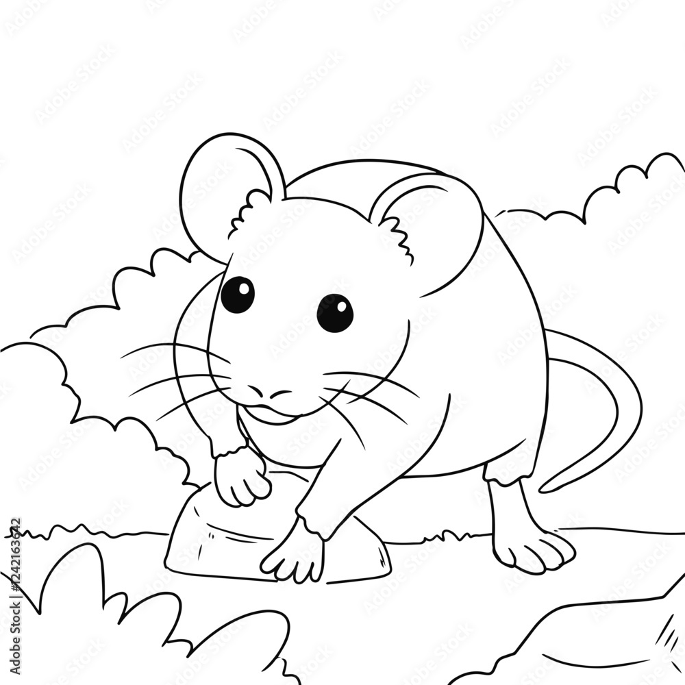 Fototapeta premium Cute Mouse Animal Coloring Page