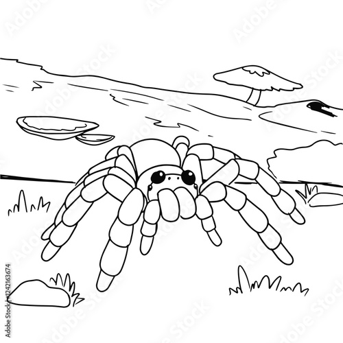 Cute Tarantula Animal Coloring Page