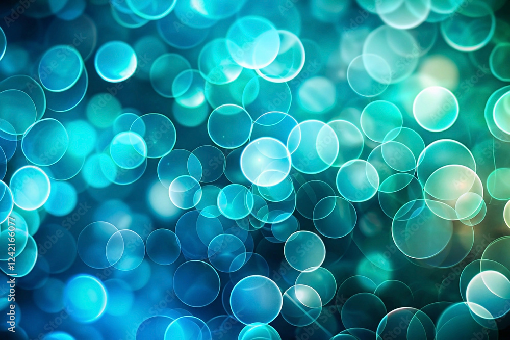 Teal bokeh lights blur background, abstract design, festive backdrop Teal bokeh lights blur background, abstract design, festive backdrop