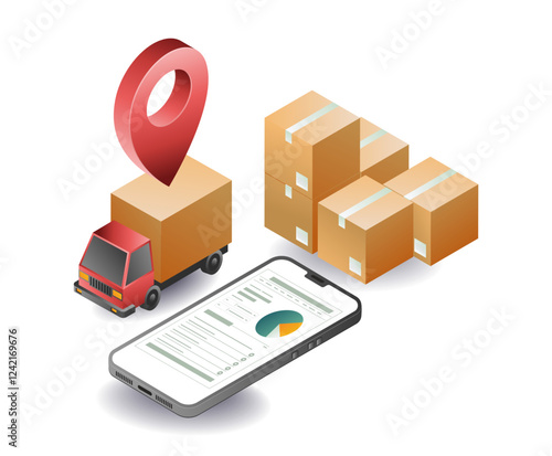 Delivery location analysis management concept illustration