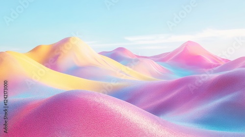 Abstract pastel landscape with smooth hills and a serene sky gradient rendering photo