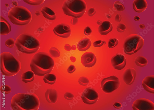 Red blood cells flowing through vein or artery representing human blood circulation