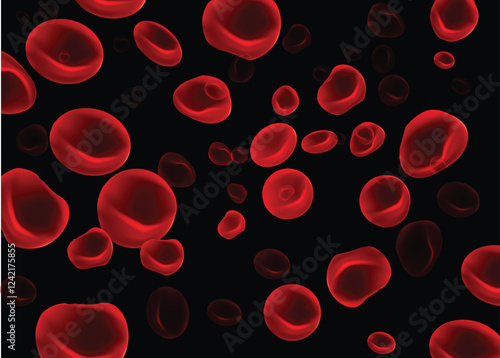 Red blood cells flowing through vein or artery representing human blood circulation