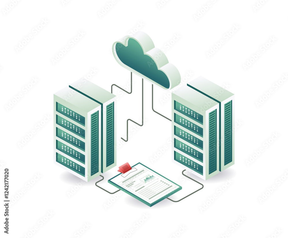 Cloud server technology management concept illustration Cloud server technology management concept illustration