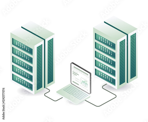 Cloud server technology network management concept illustration