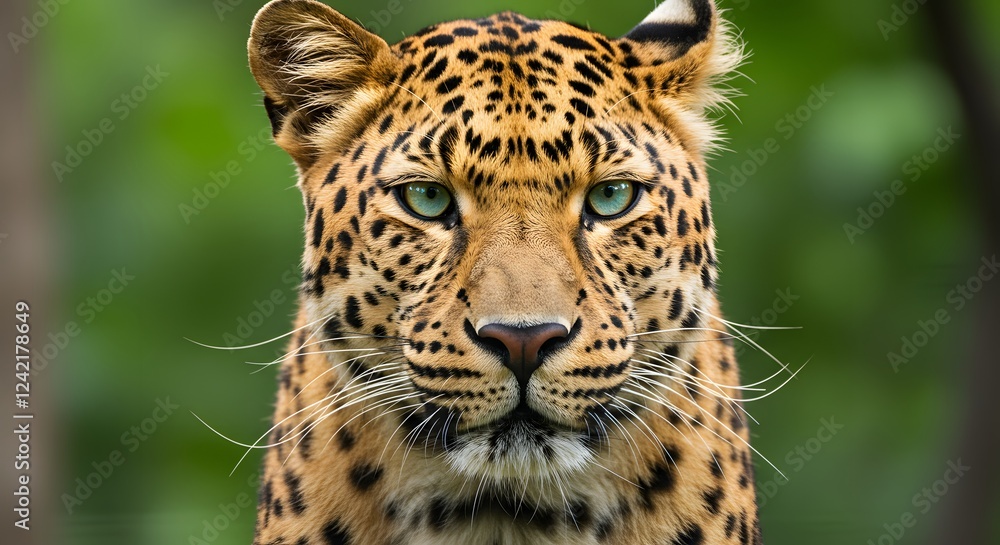 Naklejka premium Amur Leopard Close Up Portrait Showing Striking Features