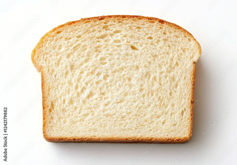 Single slice of white bread, top view, isolated on white background. Single slice of white bread, top view, isolated on white background.