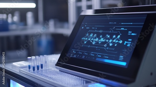 A medium closeup focused on the user interface featuring touchscreen controls that allow the user to input protocols effortlessly. Icons representing various PCR settings illuminate