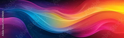 A grainy noisy gradient background with vibrant abstract color shapes, perfect for a glowing rainbow-themed design. photo