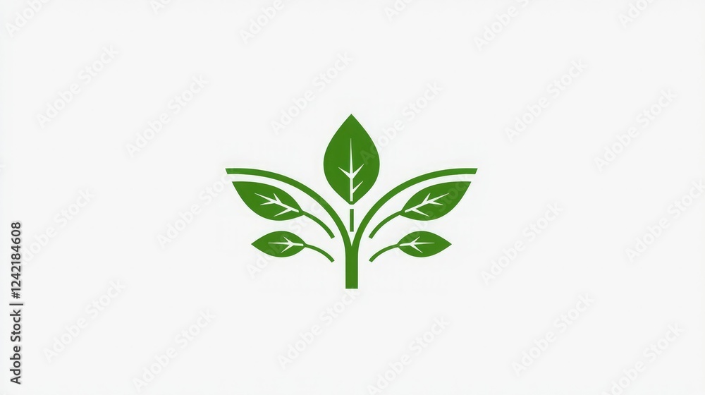 A simple green plant logo featuring leaves, symbolizing nature, growth, and sustainability against a white background. A simple green plant logo featuring leaves, symbolizing nature, growth, and sustainability against a white background.