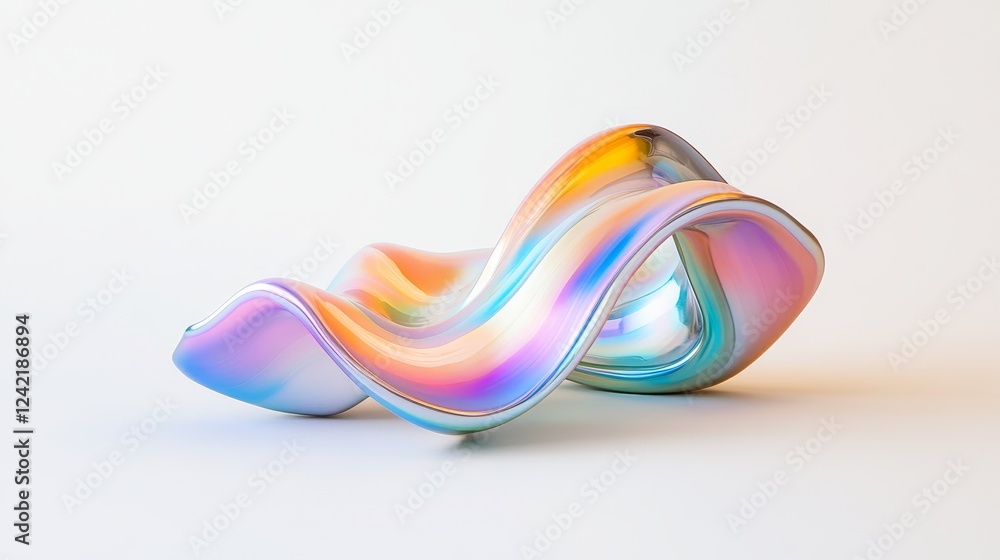 Flowing liquid metal sculpture reflecting vibrant colors and light in a futuristic setting Flowing liquid metal sculpture reflecting vibrant colors and light in a futuristic setting