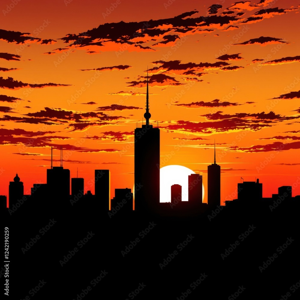 A creative double exposure portrait featuring a contemplative silhouette with a sunset cityscape in the background skyline silhouette A creative double exposure portrait featuring a contemplative silhouette with a sunset cityscape in the background skyline silhouette
