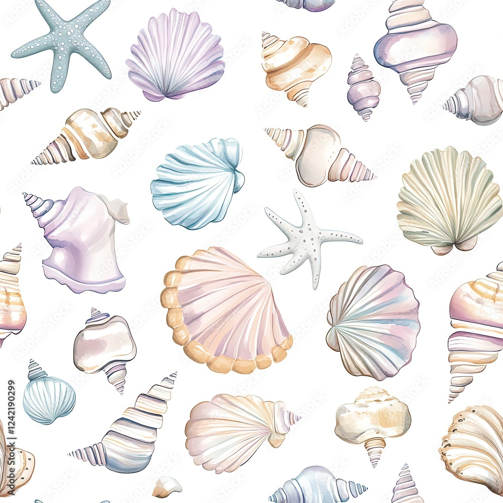 Pastel Sea Shells Seamless Pattern Texture Pastel Sea Shells Seamless Pattern Texture
