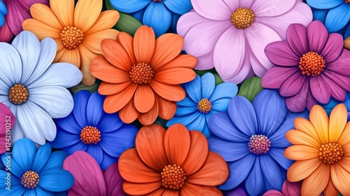 Wallpaper Mural Vibrant Floral Background with Mixed Colorful Flower Blossoms Torontodigital.ca