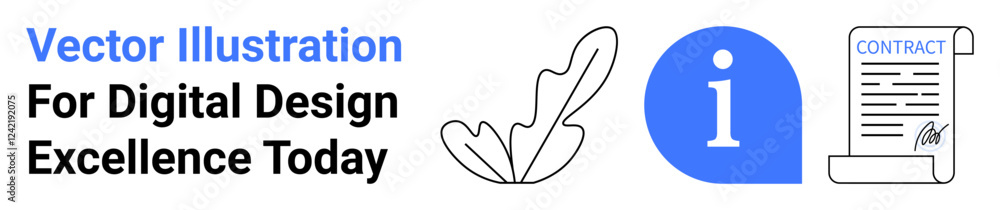 Bold i information icon, minimalist leaf, and digital contract combining technology and creativity. Ideal for education, agreements, design tips, technology, nature, business data insight flat Bold i information icon, minimalist leaf, and digital contract combining technology and creativity. Ideal for education, agreements, design tips, technology, nature, business data insight flat