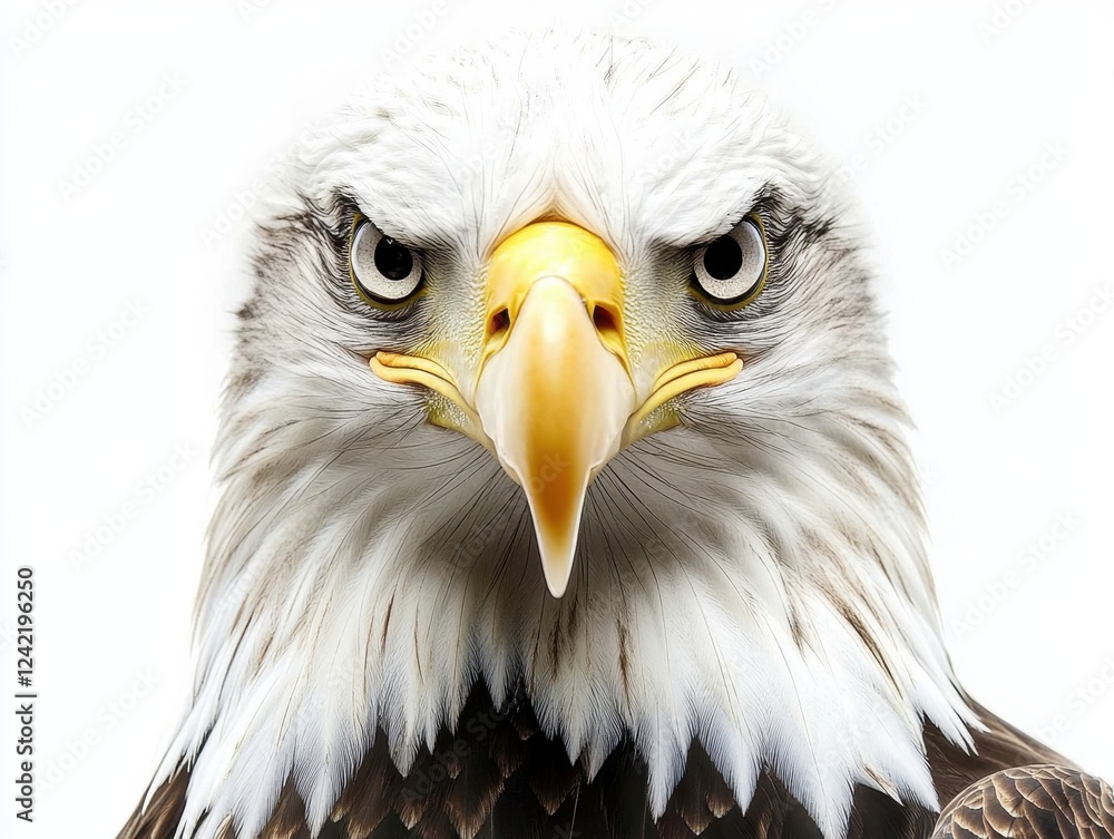 Majestic Gaze: A commanding bald eagle fixates the viewer with its intense gaze, showcasing its powerful features and embodying the spirit of freedom. Majestic Gaze: A commanding bald eagle fixates the viewer with its intense gaze, showcasing its powerful features and embodying the spirit of freedom.