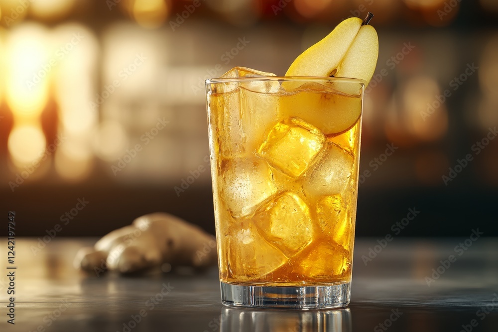 Pear ginger cocktail bar ice drink Pear ginger cocktail bar ice drink