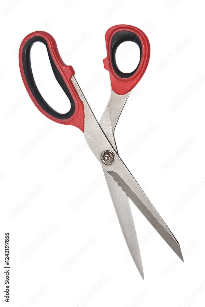 metal scissors sharp cutting and sewing knife with plastic head isolated on white transparent background metal scissors sharp cutting and sewing knife with plastic head isolated on white transparent background