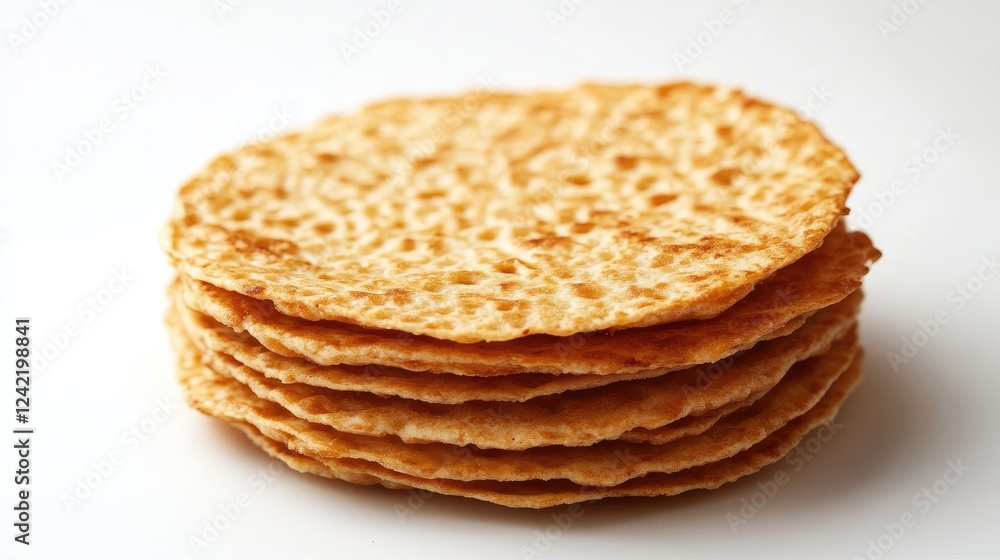 A stack of matzah, unleavened bread traditionally eaten during Passover holiday A stack of matzah, unleavened bread traditionally eaten during Passover holiday