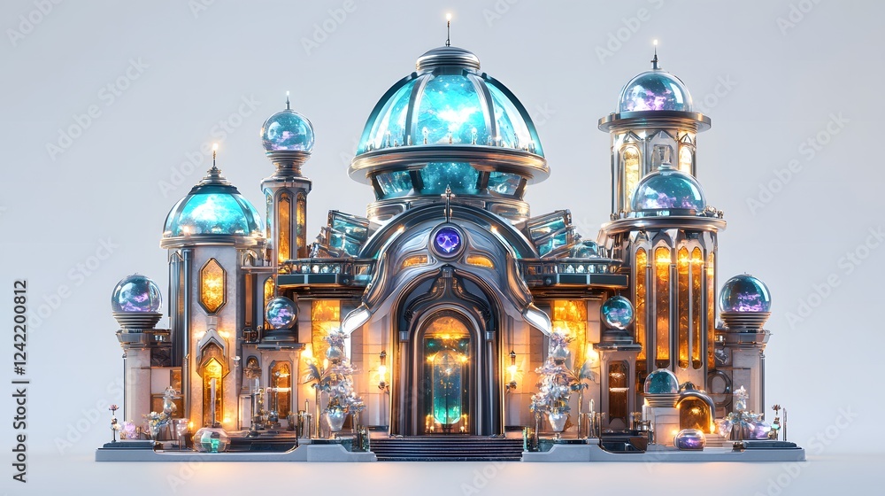 Obraz premium Dreamlike Fantasy Homes Isolated In White Background