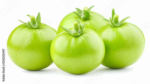 Wallpaper Mural Four green tomatoes, studio shot, white background, fresh produce, food photography Torontodigital.ca