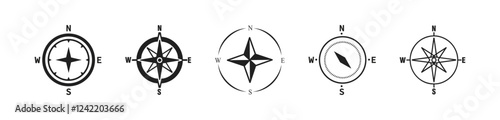 Compas icon set , navigation symbol.