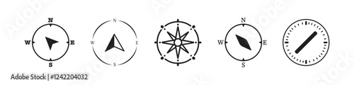 Compas icon set , navigation symbol.