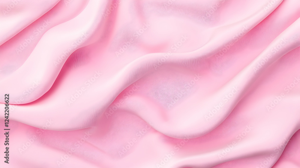 Obraz premium Pink fabric texture, soft waves, elegant drape, background for design