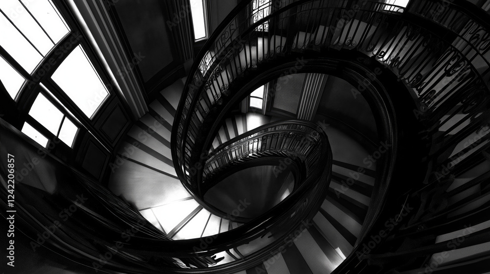 Fototapeta premium A monochrome black and white version of a minimalist design, focusing on contrasting tones to create a striking and elegant visual that suits modern and contemporary art lovers