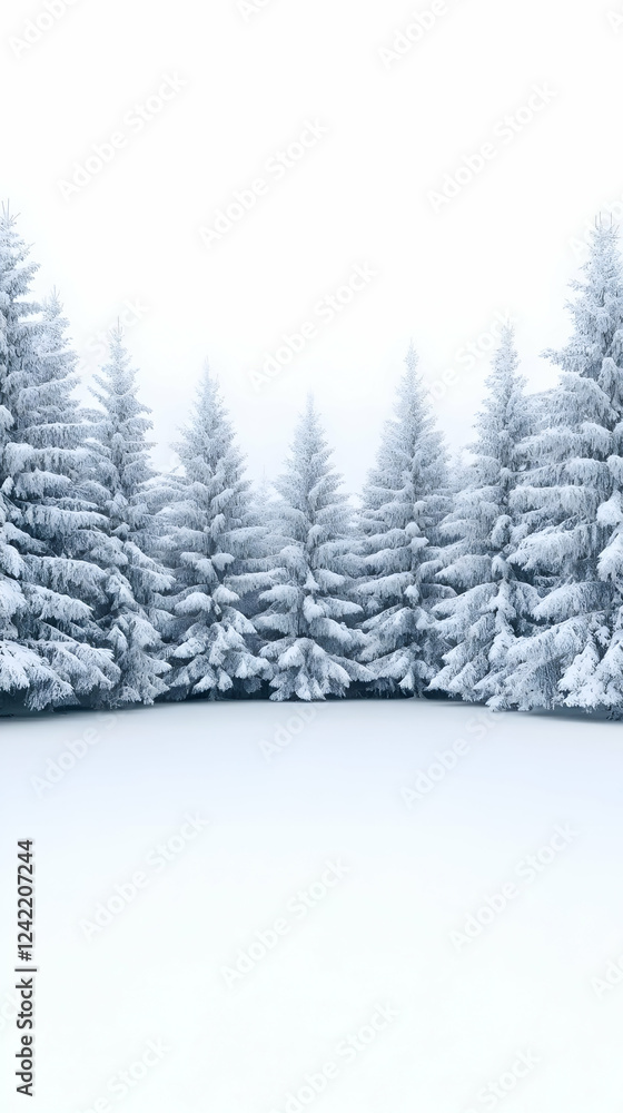 Fototapeta premium Snowy forest winter landscape, postcard