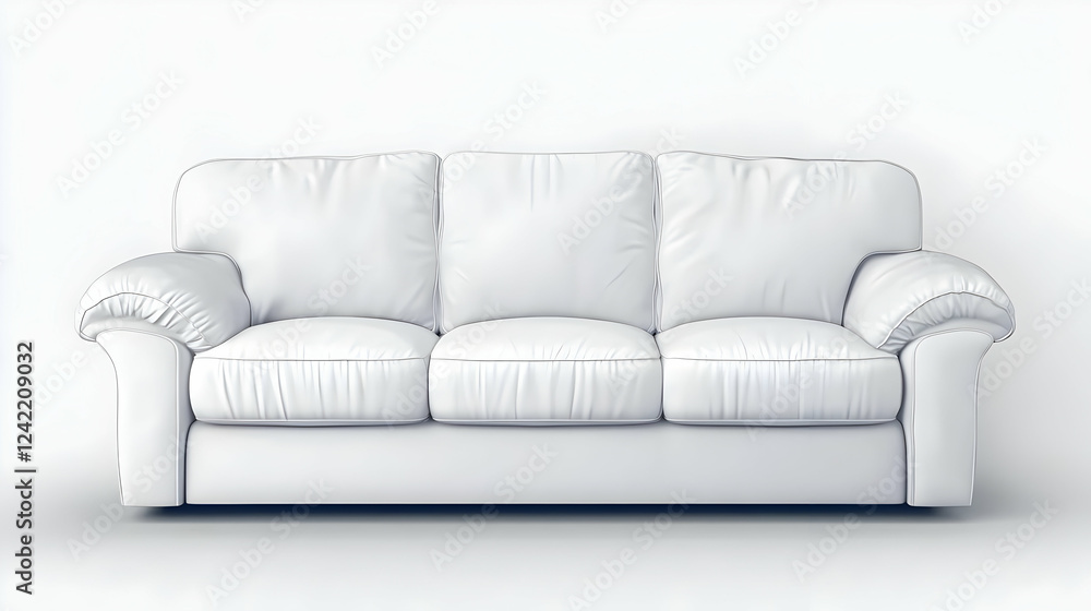 White sofa, studio shot, simple background, furniture catalog White sofa, studio shot, simple background, furniture catalog