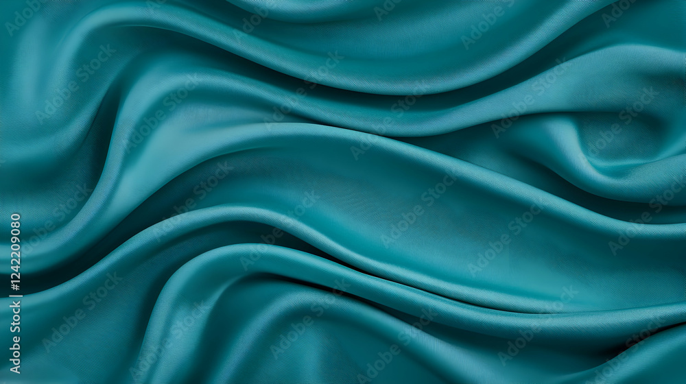 Teal silk fabric waves, elegant texture background, luxurious textile design, fashion backdrop Teal silk fabric waves, elegant texture background, luxurious textile design, fashion backdrop