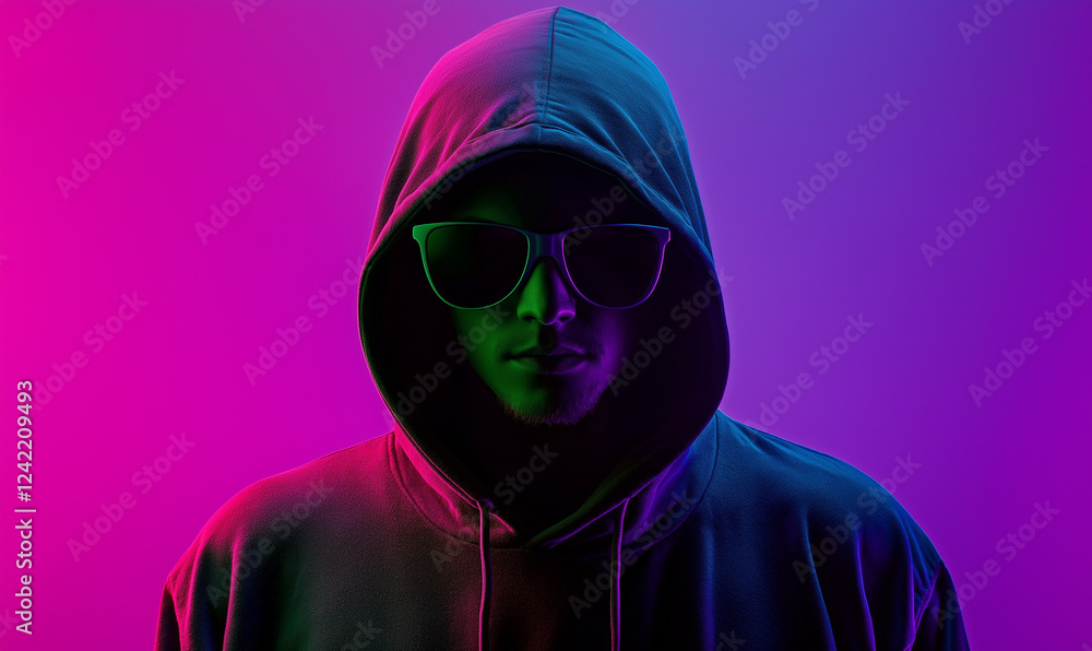 A Person Dressed in a Dark Hoodie with a Neon Green Design for a Trendy Look A Person Dressed in a Dark Hoodie with a Neon Green Design for a Trendy Look