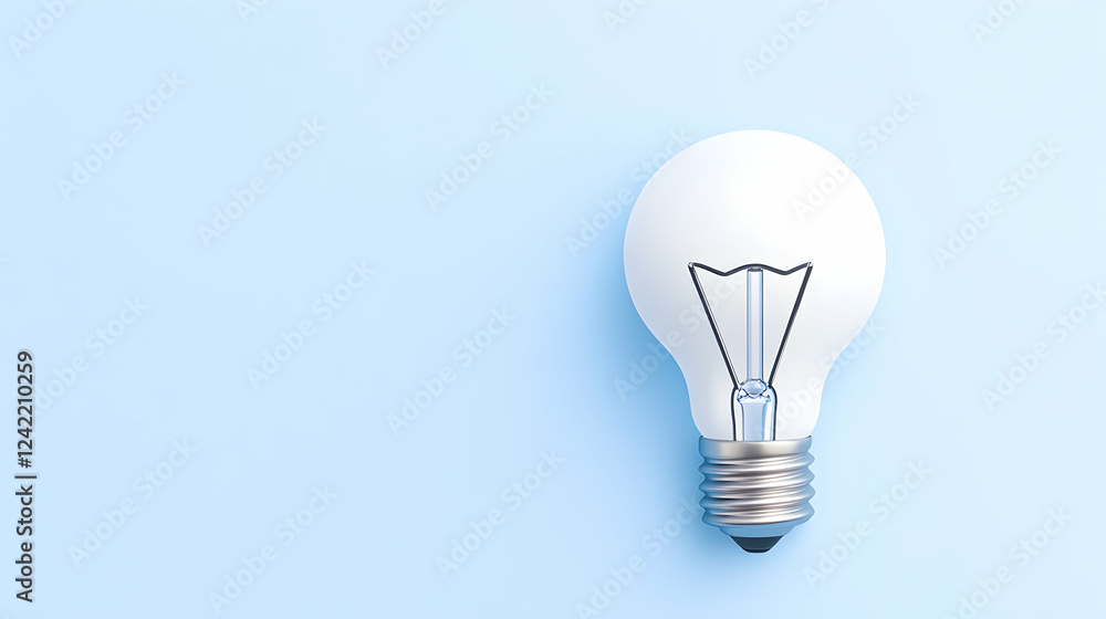 White lightbulb on blue background; idea, innovation concept; website banner