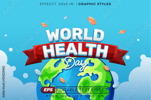 Editable 3d text effect world health day