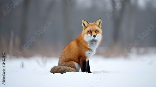 Majestic Red Fox in Winter Wonderland: Stunning Wildlife Photography, Snow Scene, Animal Portrait, Nature Image, Wild Animal