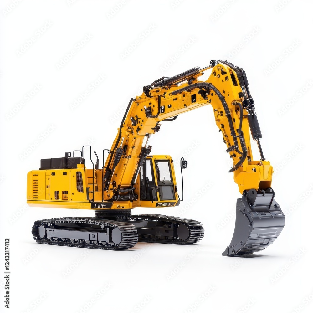 Excavator Isolated on Pure White Background for Industrial Marketing Excavator Isolated on Pure White Background for Industrial Marketing