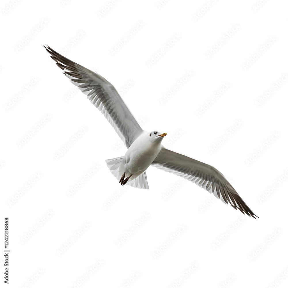 Fototapeta premium Free Flying Seagull on Transparent Background. PNG