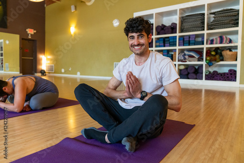 Smiling yoga student photo