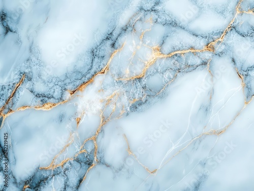 luxurious white and ice blue marble texture with flowing veins and crystalline structure, elegant abstract pattern with depth and dimension