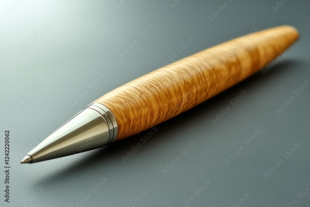 Elegant wooden pen with silver accents on dark background. Elegant wooden pen with silver accents on dark background.
