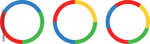 Customer review business colorful pie charts illustrating data distribution.