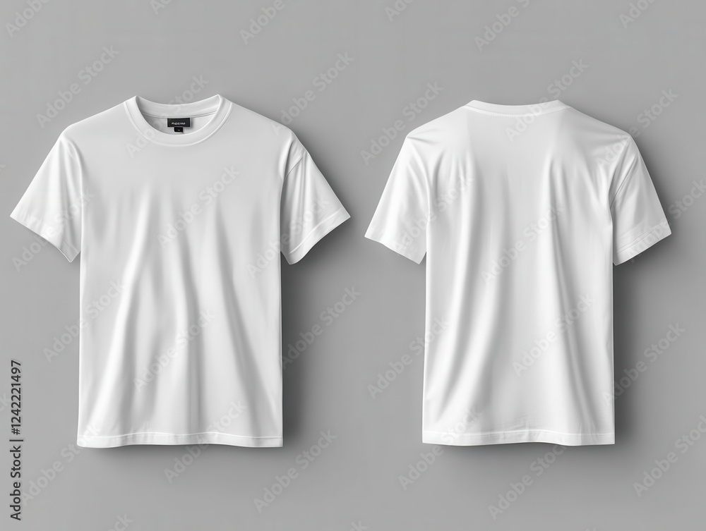 minimalist white t-shirt collection, front and back views, clean professional product photography, subtle fabric texture, neutral lighting minimalist white t-shirt collection, front and back views, clean professional product photography, subtle fabric texture, neutral lighting