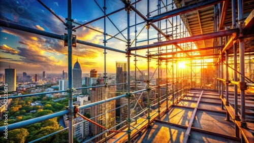 Wallpaper Mural High-rise construction dominates this wide-angle cityscape, a panoramic view from scaffolding offering an industrial perspective. Torontodigital.ca