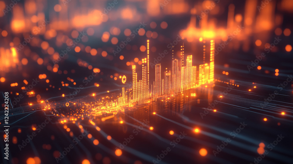 Obraz premium Dynamic glowing data visualization with vibrant colors