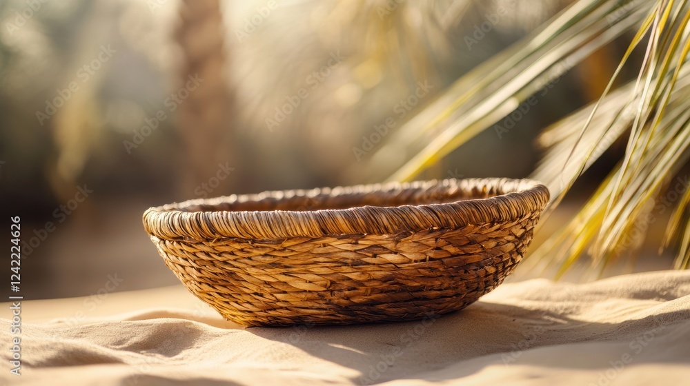 Fototapeta premium Golden Hour Basket on Sandy Beach