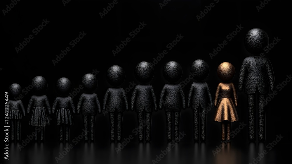 Monochrome 3D depicting abstract geometric family symbols representing diverse connections and heritage Monochrome 3D depicting abstract geometric family symbols representing diverse connections and heritage