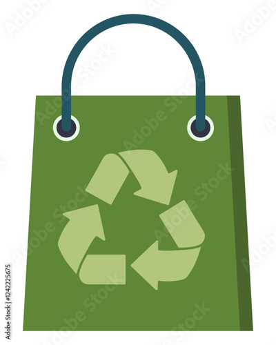 Paper bag with recycle sign vector isolated on white background.