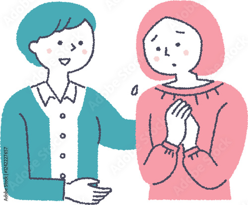 不安そうな女性を慰める女性